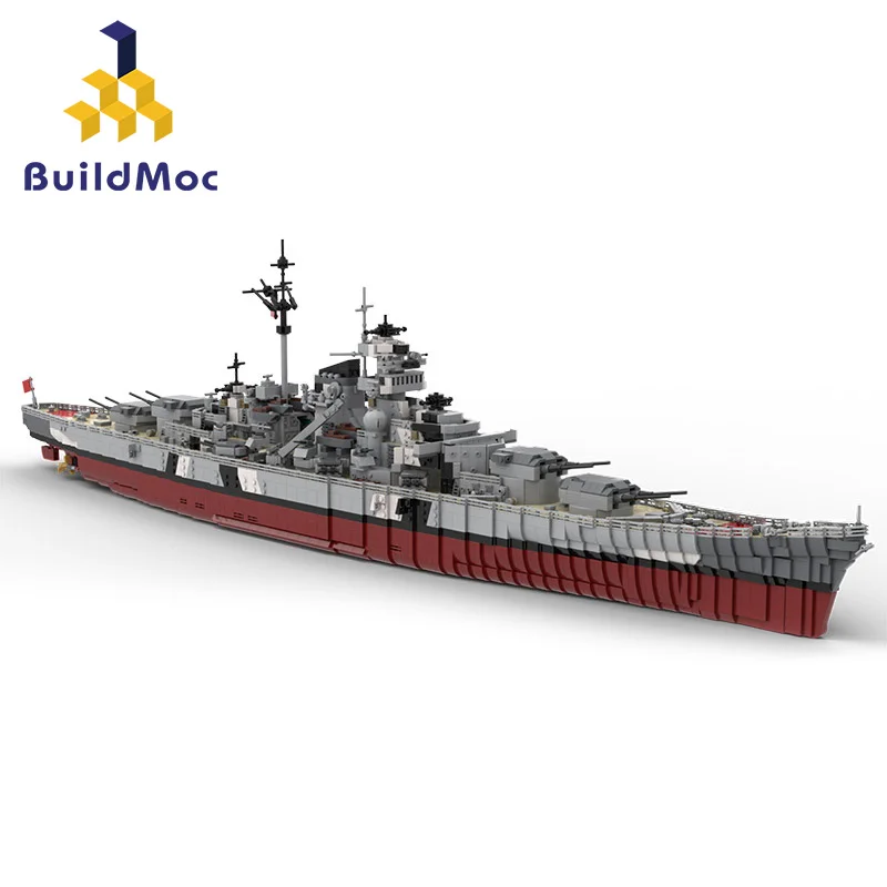 Buildmoc WW2 военные корабли Бисмарка строительные блоки серии модель броненосца