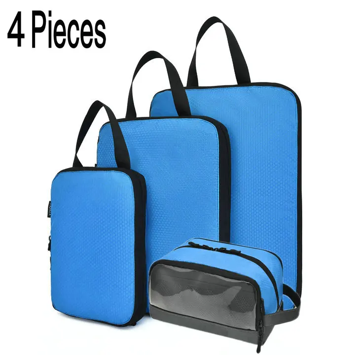 4pcs Blue Soperwillton компрессионные упаковочные кубики, набор косметических сумок, нейлоновая дорожная сумка для мужчин и женщин, органайзер для путешествий, аксессуары - Цвет: 4pcs Blue