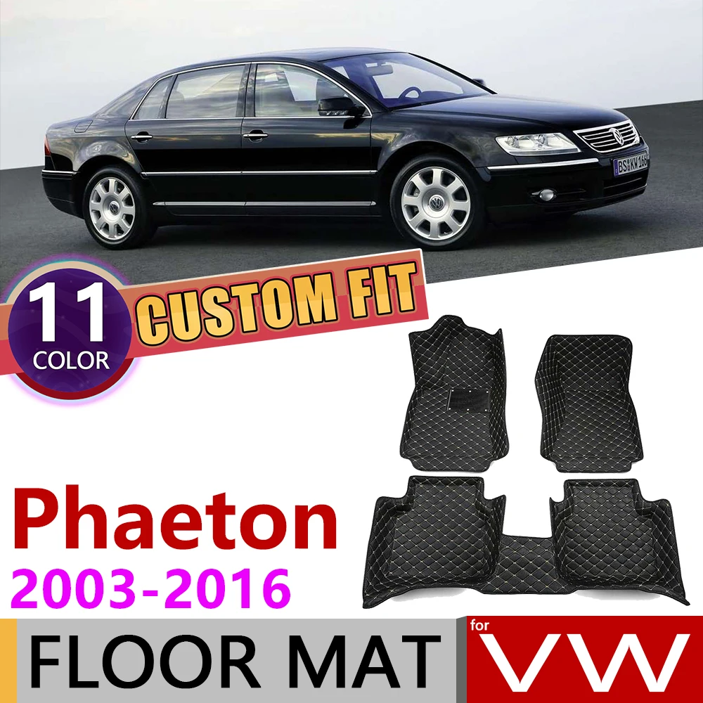Кожаные автомобильные коврики на заказ для Volkswagen VW Phaeton 4 5 мест 2003 ~ 2016 коврик ног
