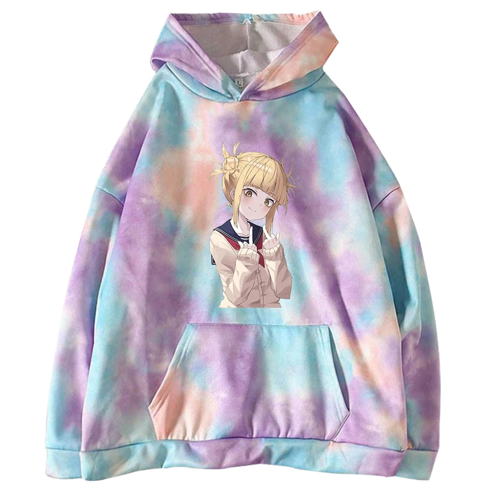 

Harajuku Hoodie Anime My Hero Academia Himiko Toga Print Hooded 2021 Fashion Tie-dye Sweatshirt Causal Streetwear