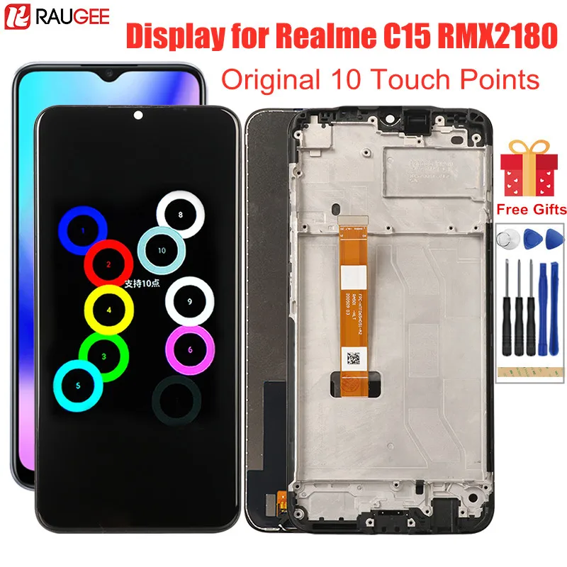 Дисплей для Realme C15 RMX2180 оригинальный ЖК-дисплей сенсорный экран с рамкой замены OPPO