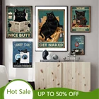 WTQ искусственная черная кошка, плакаты, ваша стена, искусство на холсте, живопись, принты, винтажные, ретро, забавные, вывески для ванной, украшение для дома