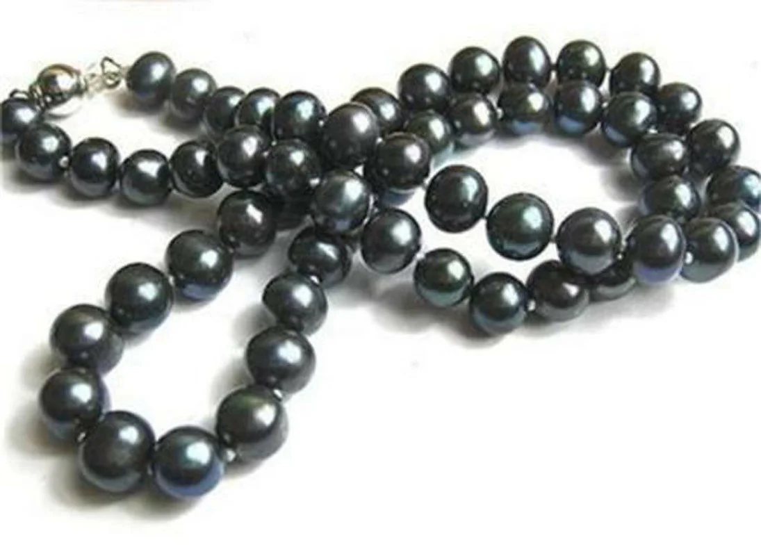 

Natural 8-9mm Black Tahitian Freshwater Pearl Necklace 18''