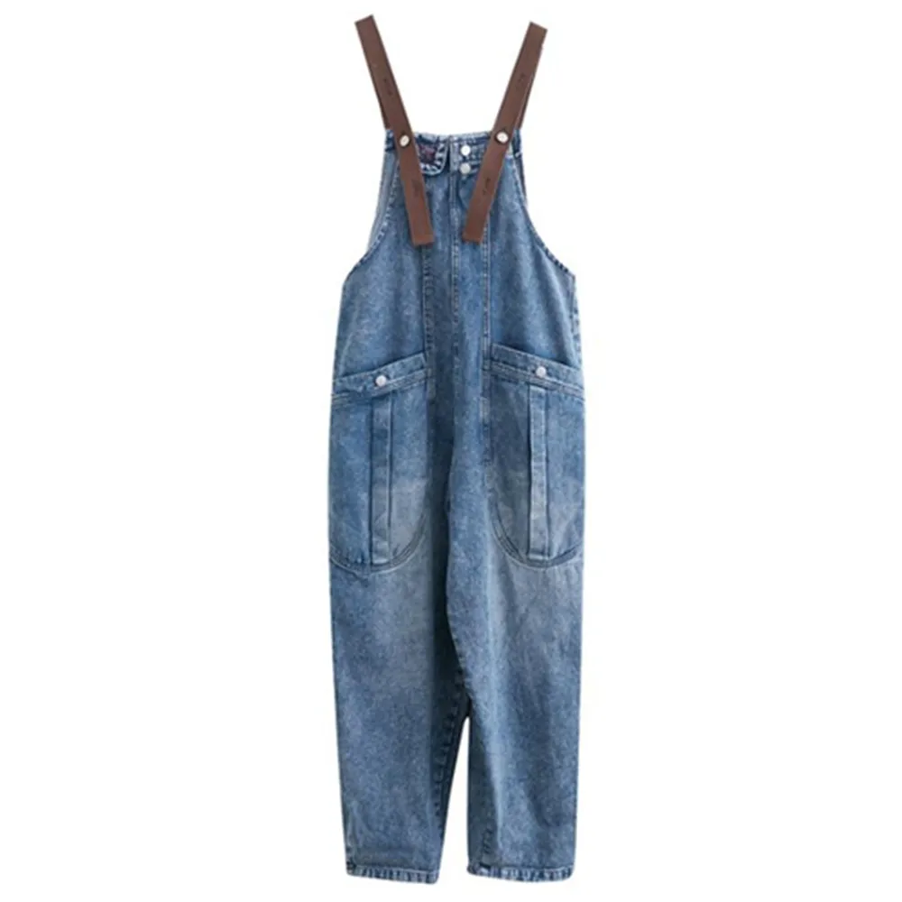 

Denim Overalls For Women Rompers And Jumpsuites 2021 Baggy Loose Casual Women's Jeans Jumpsuit