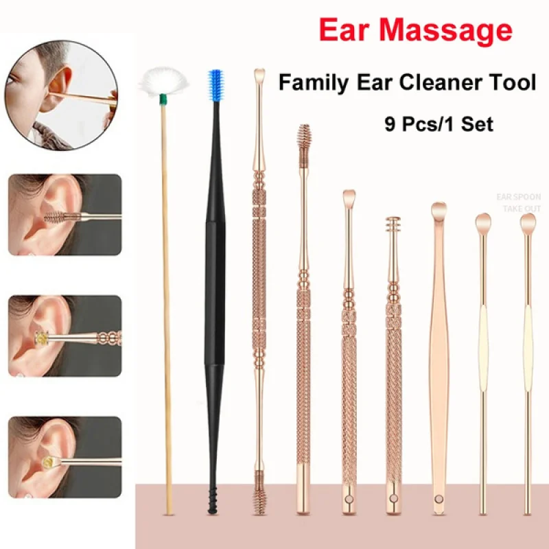 

5/6/7/9Pcs Ear Wax Pickers Care Ear Clean Tool Stainless Ear Pick Wax Remover Curette Ear Scoop Spoon Earwax Ear Cleaner Spoon