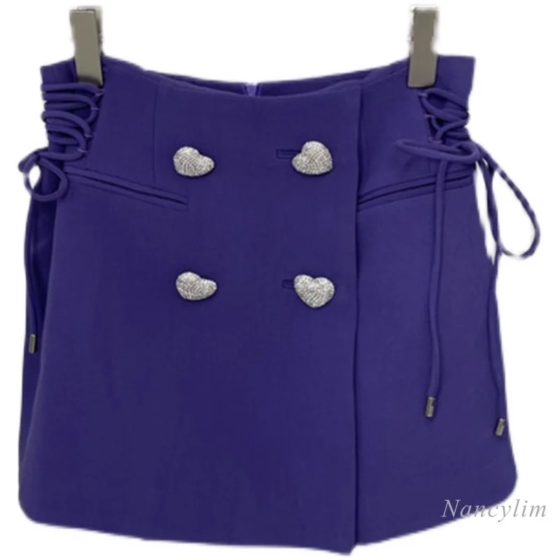 

Summer New Love Drill Buckle Lace-up Skirt for Women All-Match High Waist Slimming Mini Skirts Summer 2021 Nancylim