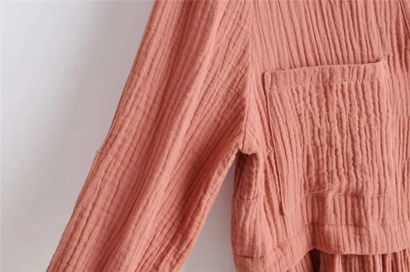 Boho Chic женское пляжное богемное мини-платье с длинным рукавом и v-образным вырезом и двойными карманами