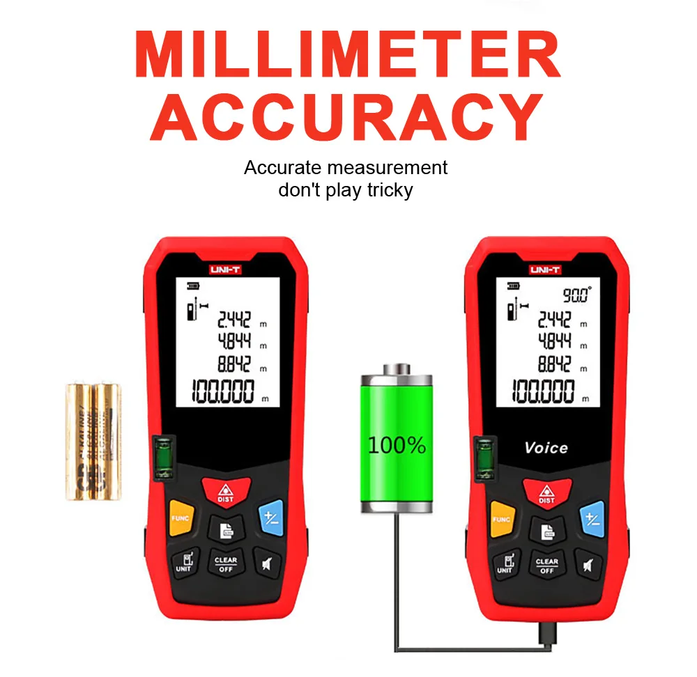 UNI-T Handheld Laser Rangefinder Distance Meter LM40 40M 50M 60M Medidor Laser Tape Build Measure Device Electronic Ruler