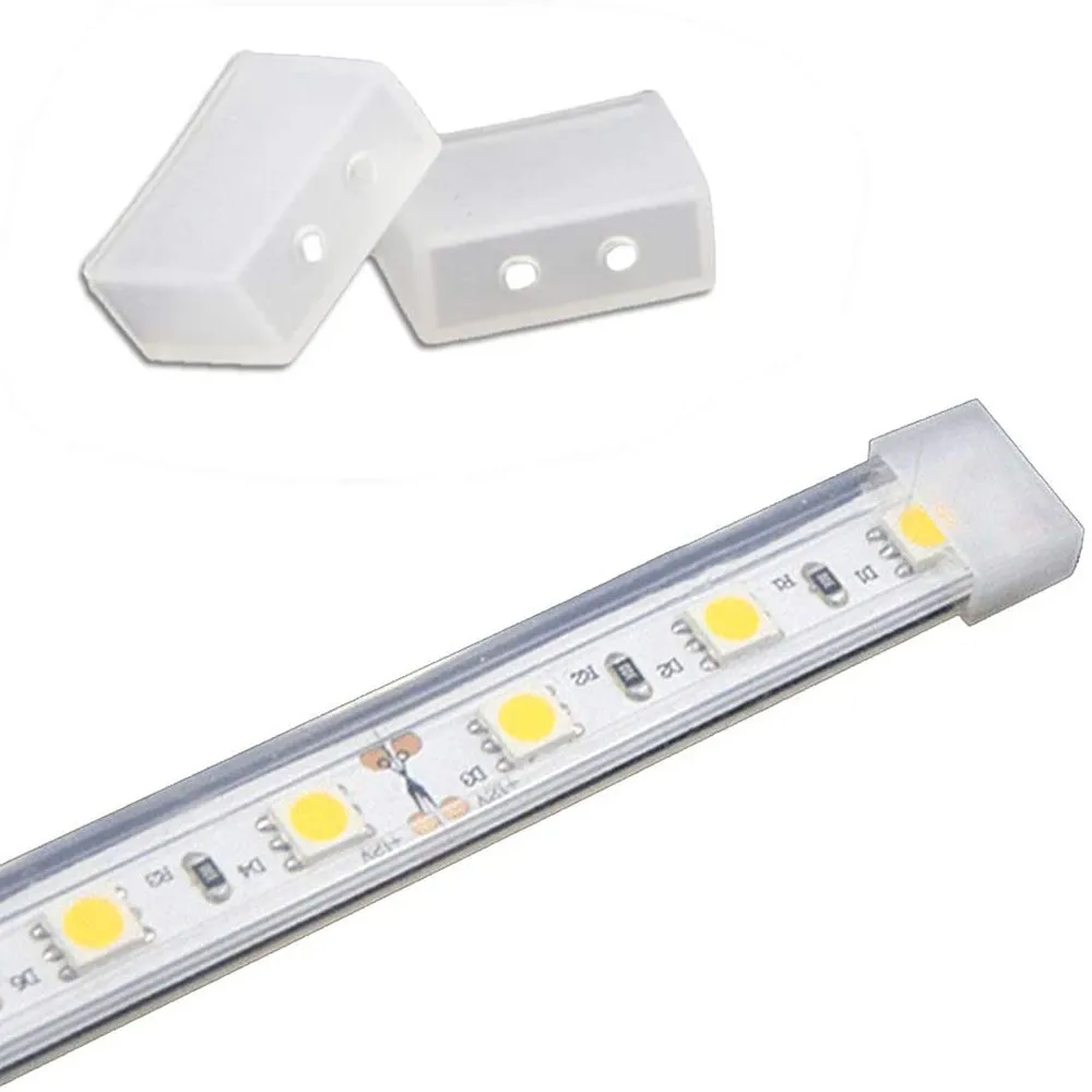 100pairs/Lot 12mm Silicone End Cap For 10mm 5050 5630 IP67 IP68 LED Tube Strip With 2 pin Hole images - 6