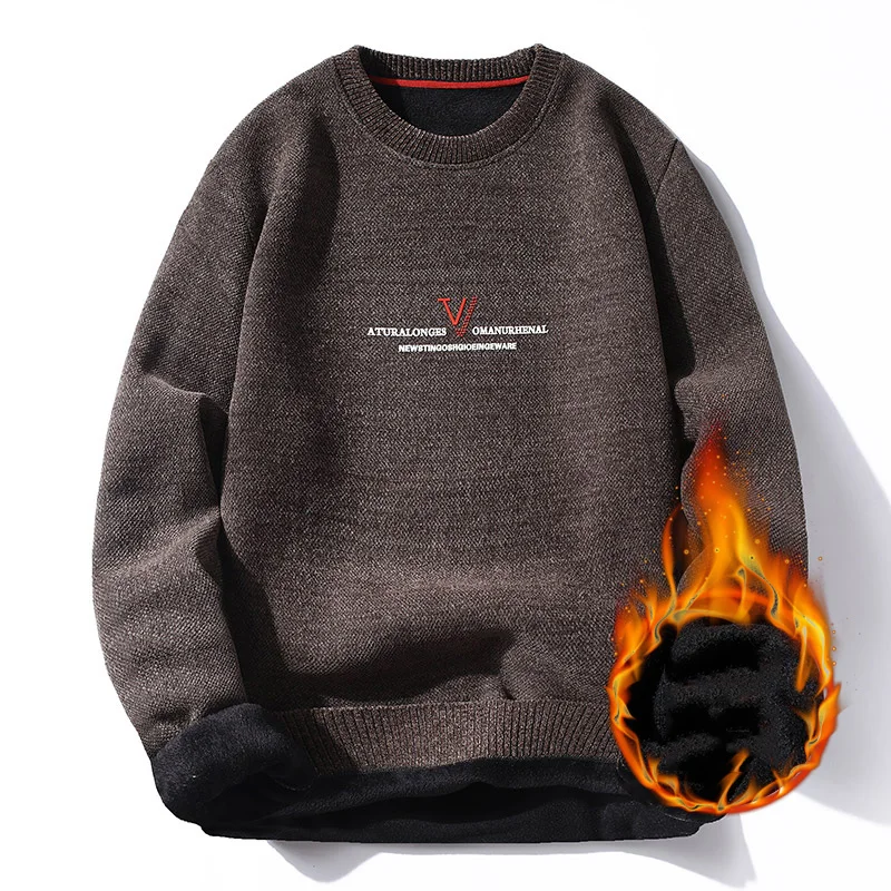 

Флисовые пуловеры с круглым вырезом, свитер для мужчин, толстый женский свитер, Зимняя Повседневная теплая одежда, стиль оверсайз