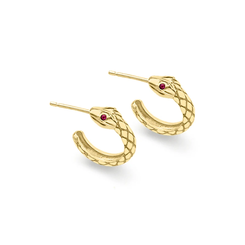 

ROMAD Exquisite Snake Stud Earrings For Women Party Trendy Punk Cross Carved Snake Piercing Earings Silver 925 Jewelry kolczyki