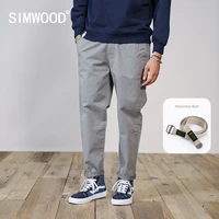 simwood 2021 autumn new 100 cotton loose tapered pants men enzyme wash ankle length plus size chinos trousers sk130826