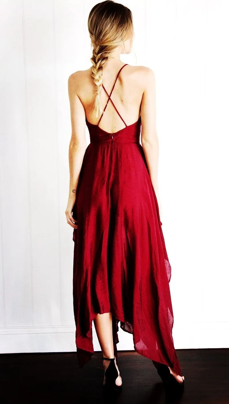 

2021 New Summer Dress Women Sexy V-neck Backless Sleeveless Suspenders Asymmetrical Boho Long Cocktail Party Casual Beach Dress