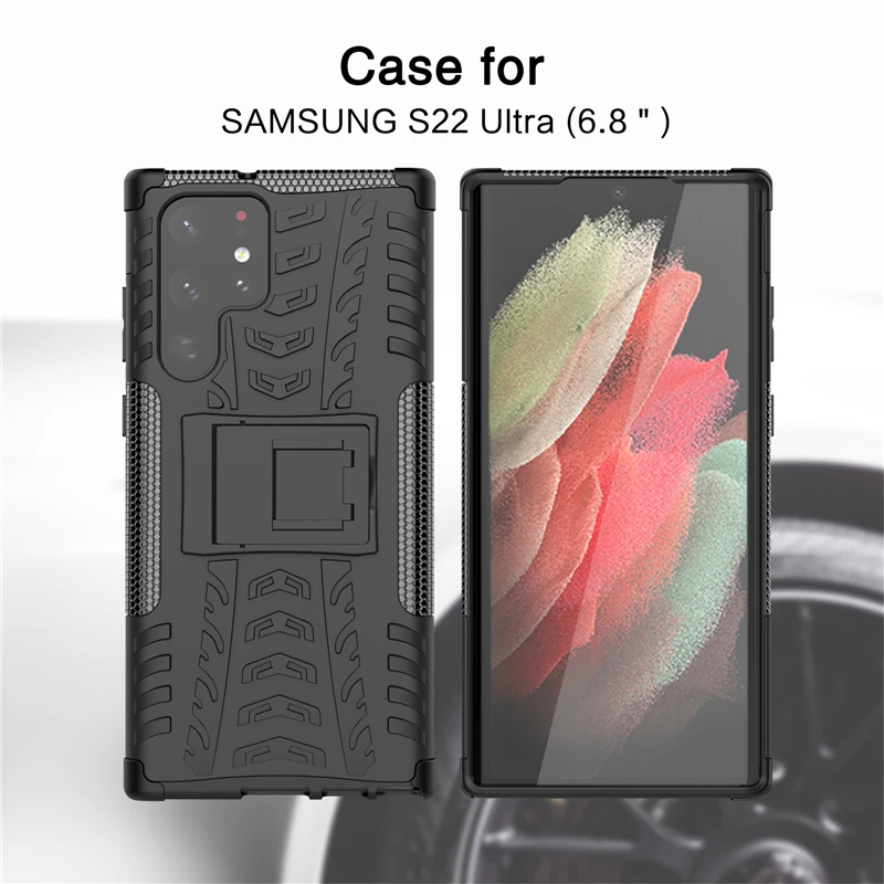 For Samsung Galaxy S22 Ultra Case Armor Silicone Rubber holder Protector Case for Samsung S22 Ulltra Cover Galaxy S22 Plus Case