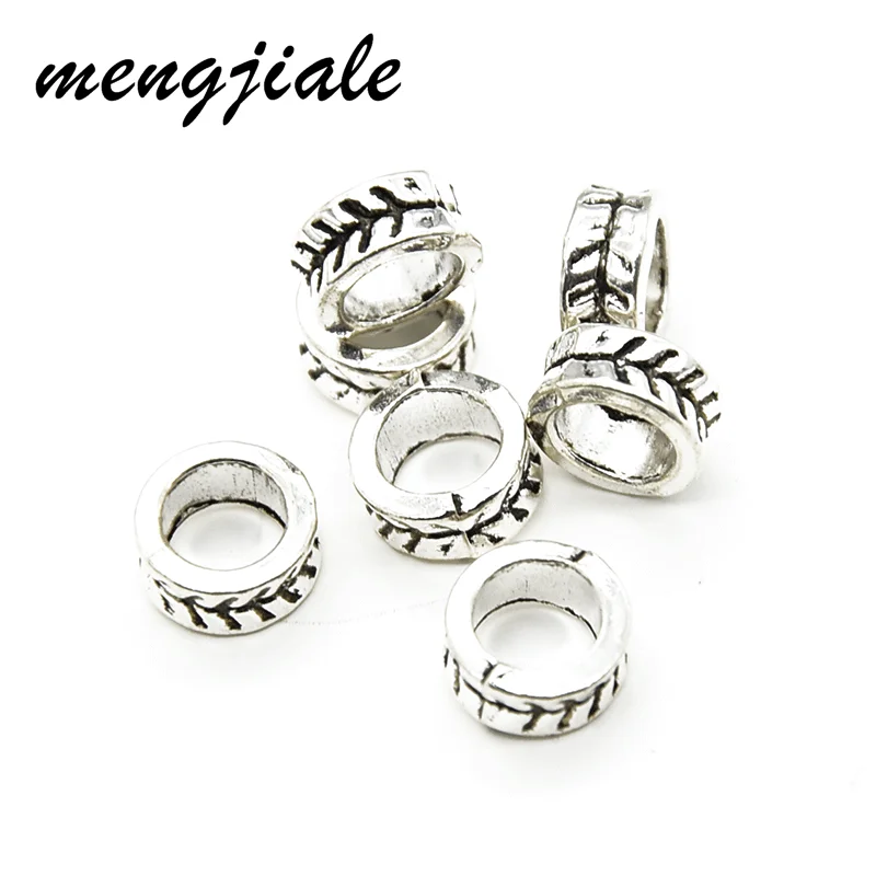

20pcs Antique Silver Round Shape Spacer Loose Beads Zinc Alloy Metal Charms For DIY Bracelet Jewelry Accessories Making 10*5mm