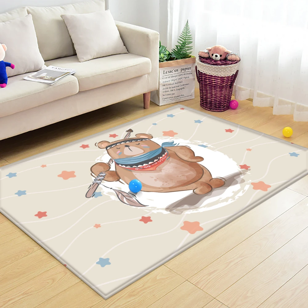 

2022 Cartoon Animals Flannel Carpets for Palor Bedroom Living Room Rug Cartoon Cute Kid Carpet Animal Printed Child Mat Alfombra
