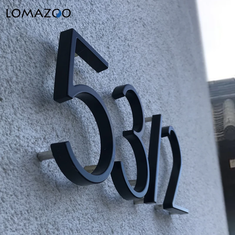 125mm Floating House Number Stone Letters Door Alphabet Numeros Casa Exterior Outdoor 4,87 in.Black Numbers Address Plaque