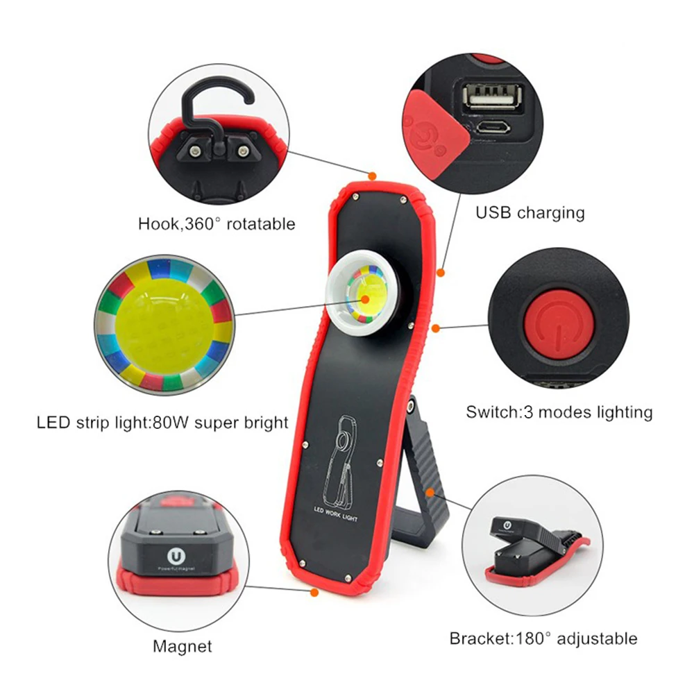 Портативный фонарик 80 Вт с USB-зарядкой светодиодный фсветильник для работы