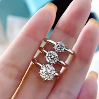 0 5ct 3ct d color moissanite engagement rings for women adjustable real silver ring 18k white gold plated fine jewelry