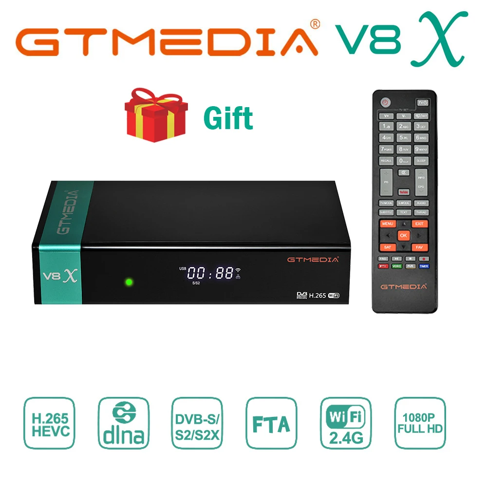 Приемник Gtmedia V8X FTA спутниковый ресивер DVB S2/S2X full hd h.265 обновление gtmedia V8 nova