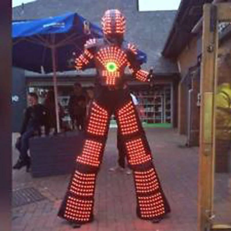 LED Robot takım elbise RGB renk değiştiren LED Robot kostüm gece kulüpleri parti LED giyim işık Kryoman david robot dans giyim