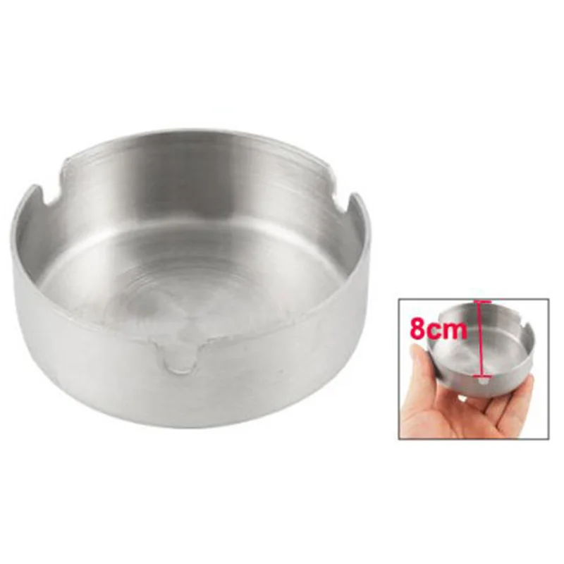 1 шт. Серебряная прочная пепельница для сигарет нержавеющая сталь круглая
