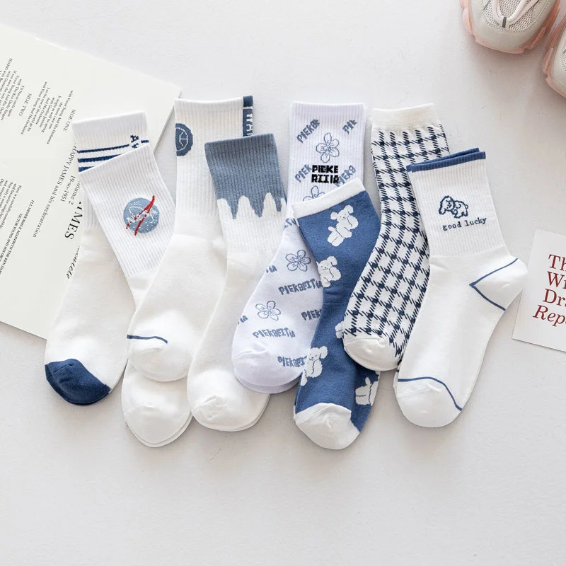 

Blue and white you glitter in my eyes, socks, children, autumn and winter cotton, students