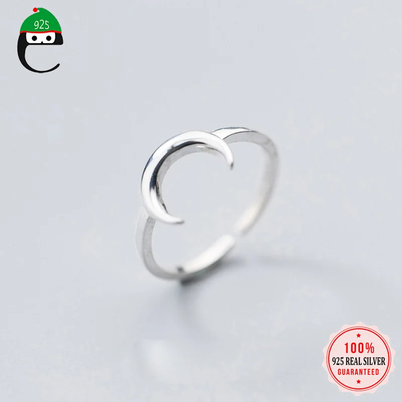 ElfoPlataSi,,, 925, цельное, Настоящее серебро, Луна, коктейльное кольцо, открывающееся, для девочек, детей, рождественский подарок, ED153