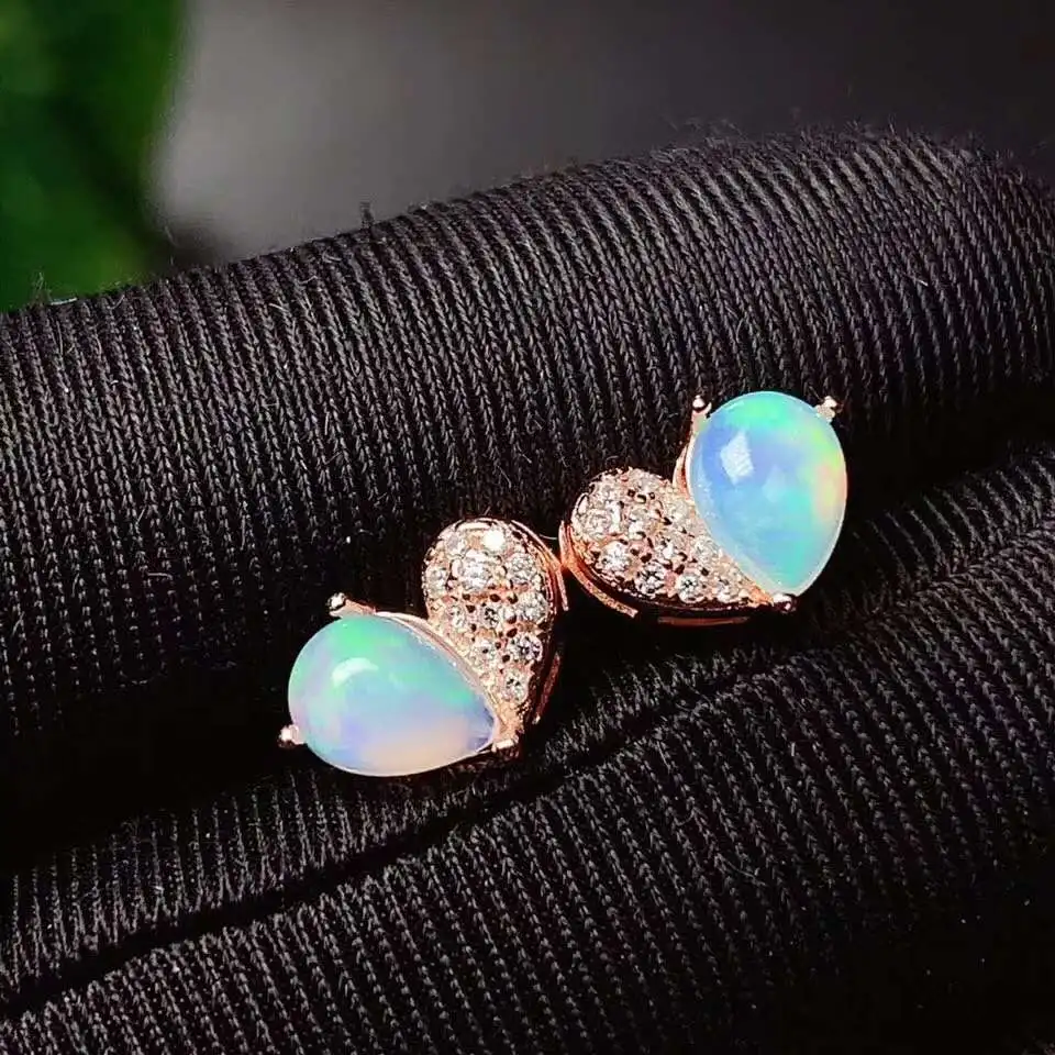 Natural Real Opal jewelry set 925 sterling silver 1pc opal ring 2pcs earring | Jewelry Sets