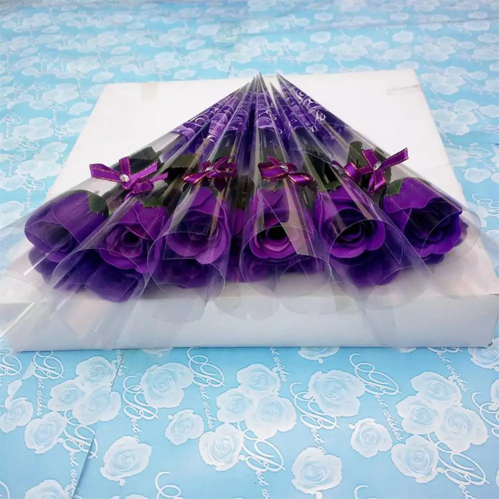 Creative 10 Pcs Single Stem Artificial Rose With Plastic Packaging Soap Made Flowers Valentine's Day Gift Birthday Party Decorat | Дом и