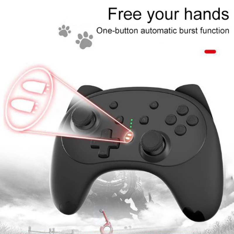 

New Cute Cat Ears Handle Rechargeable Controllers With Dual Motor Vibration For Switch/Switch Lite Handle Cat Game Accessories