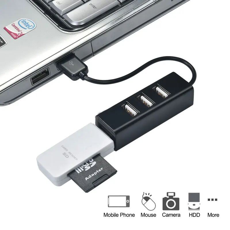 Портативный USB-разветвитель Mosible Mini usb-хаб 2 0 4 порта высокоскоростной 480 Мбит/с |