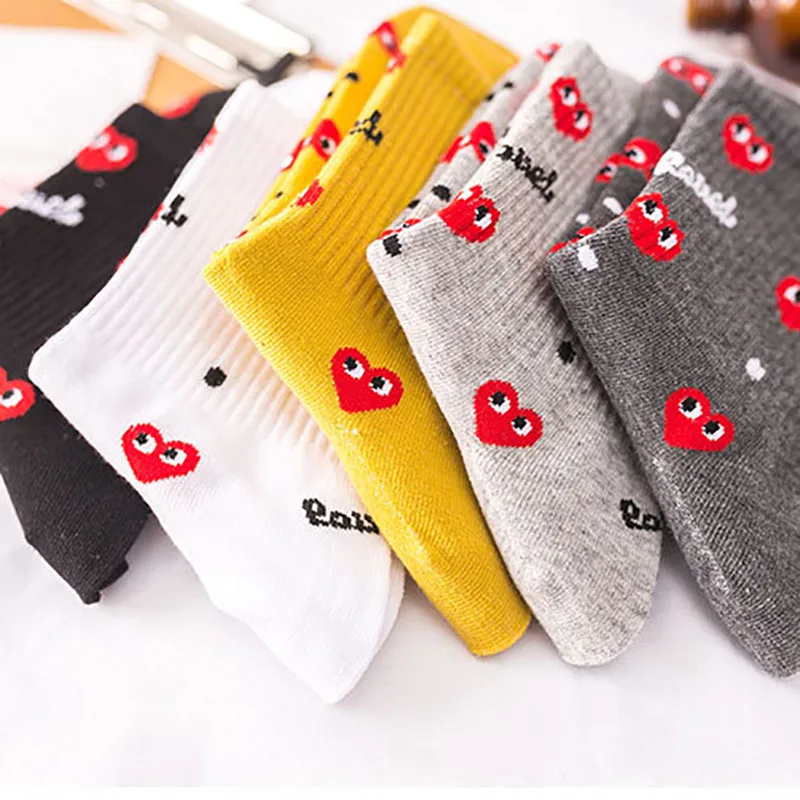 Женские Носки с рисунком сердца короткие носки женские черные белые милые для