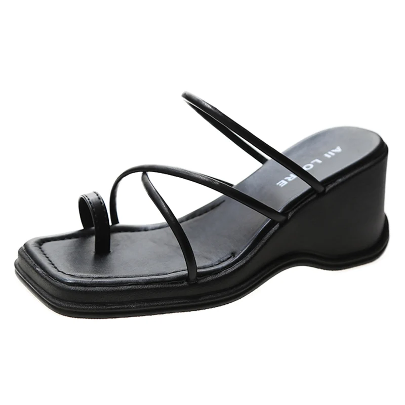 

Women's Shoes Rubber Flip-Flops Slippers High Heels Platform Beige High Heel Sandals Wedge Slippers Fashion 2021 Summer