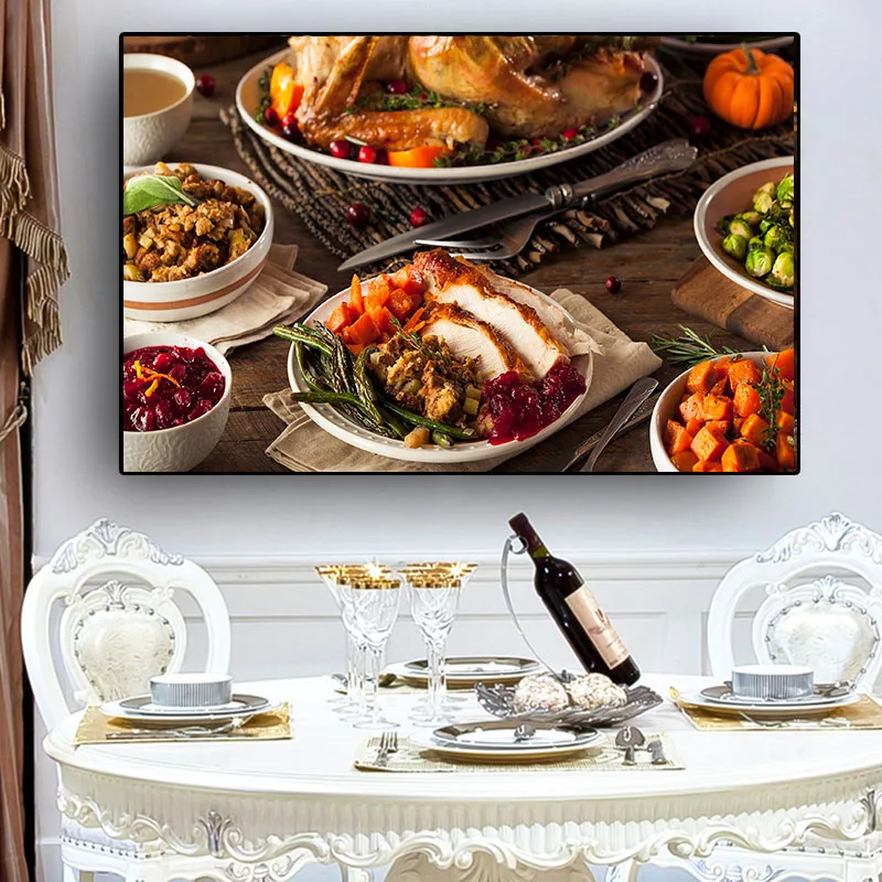 Мясо и овощи Скандинавская картина без рамки Плакаты принты Ресторан Кухня Wall Art