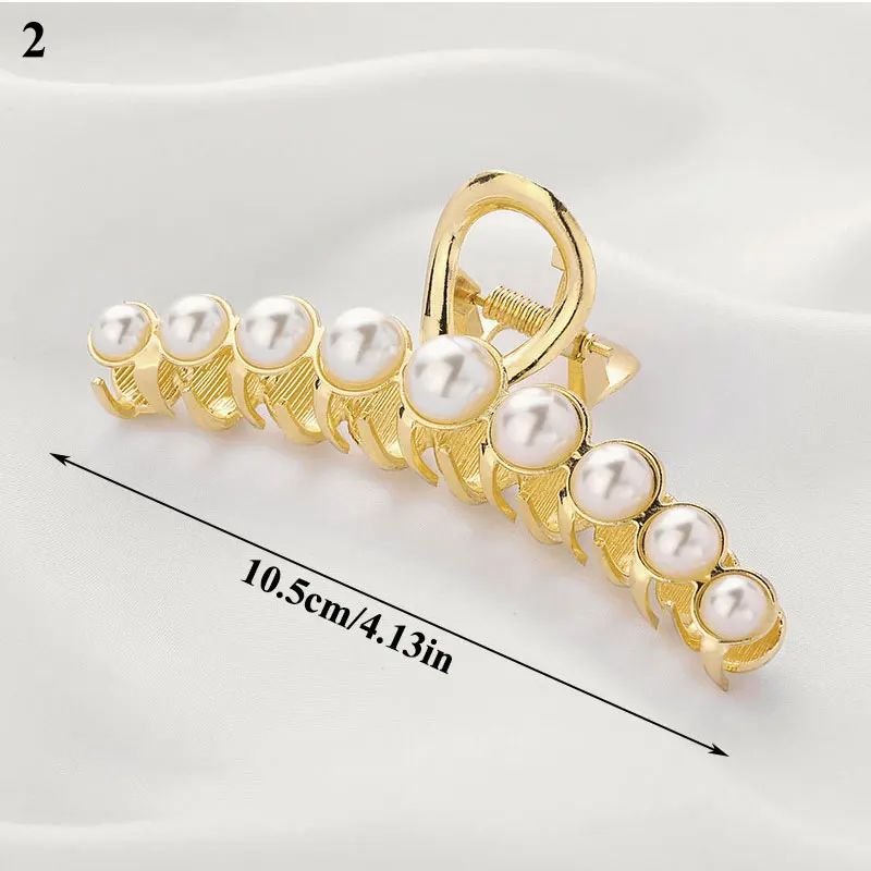 

Metal Butterfly Shape Hair Claw Clip Women Girls Large Size Geometric Hair Claw Clamps Solid Color Pearls Hairpin Hair Accessory