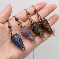 orgonite reiki heal lapis lazuli hexagonal pendant necklace antique copper plated cone chains necklaces jewelry for women gifts