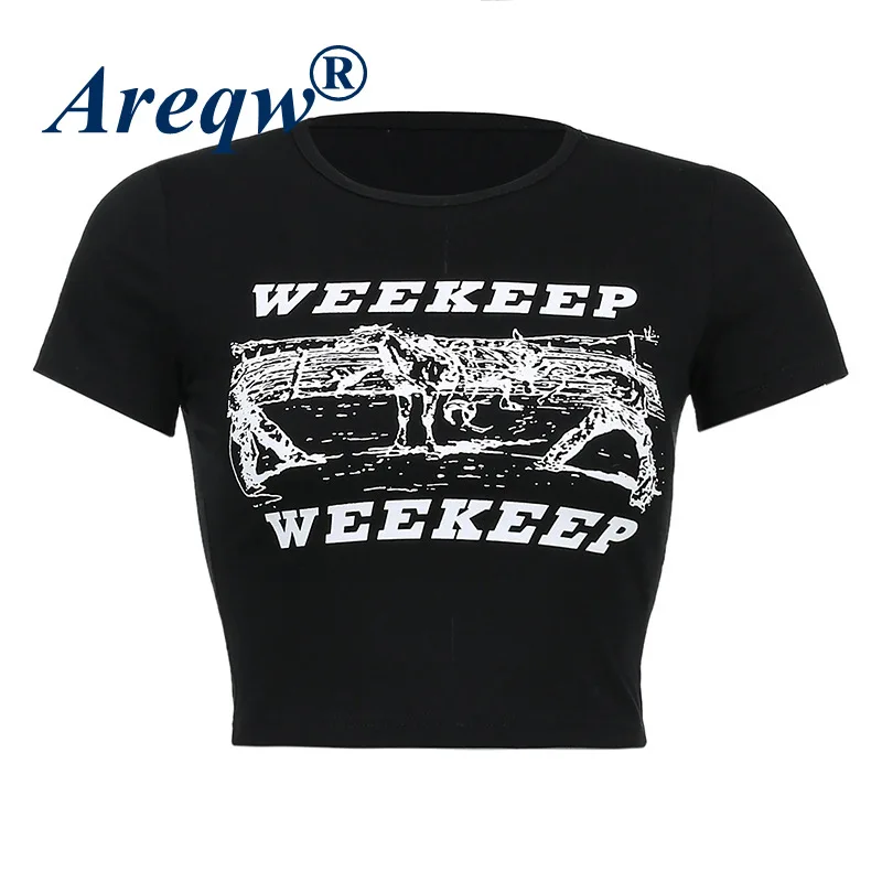 

2021 New Women's Fashion Printed Short-sleeved T-shirt Women's Umbilical Slim Bottoming Short Top
