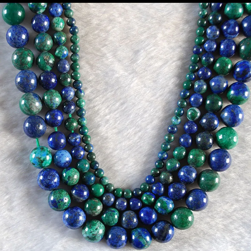 

Natural Stone Chrysocolla Azurite Lapis Lazuli Malachite Round Loose Beads For Jewelry Making Bulk DIY Bracelet