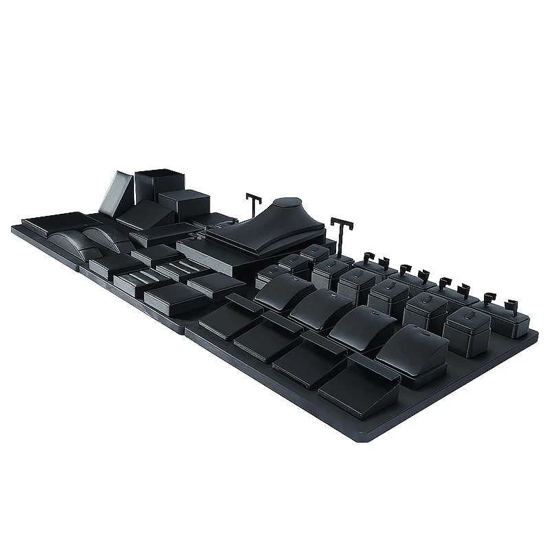 Демонстрация ювелирных изделий из черной матовой искусственной кожи|Упаковка и