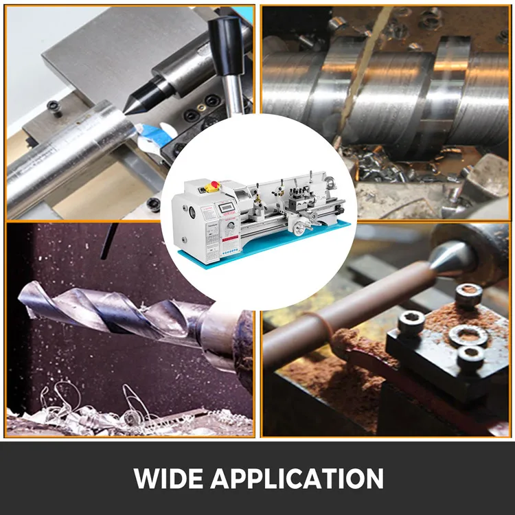 1100W 220 mm x 750mm Metal Lathe Mini for Counter Face Turning Driling With Dead Center MT2 Gear Oil Gun Gears |