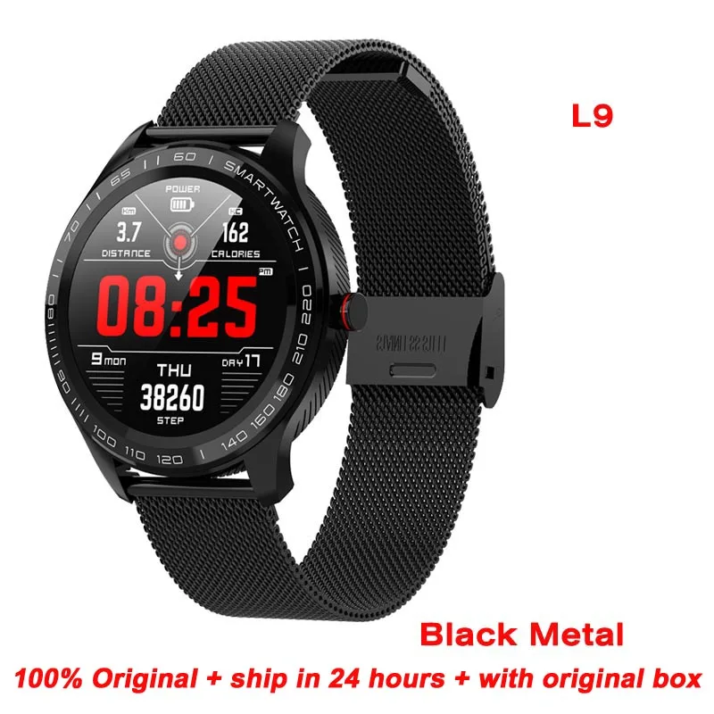 black metal Смарт-часы Greentiger ECG PPG L9, IP68, водонепроницаемые, несколько видов спорта, пульсометр, Bluetooth, умные часы, кровяное давление, кислород, против L5, L7 - Цвет: black metal