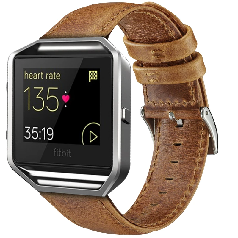 Коричневый Серия Crazy Horse для Fitbit Blaze ремешок для часов Crazy Horse кожа замша кожа 23 мм смарт-часы ремешок - Цвет ремешка: Коричневый