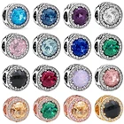 Сверкающие синие Подвески в виде ледника, блестящие кубические циркониевые шармы-бусины для браслета Pandora, сделай сам, подарочные украшения