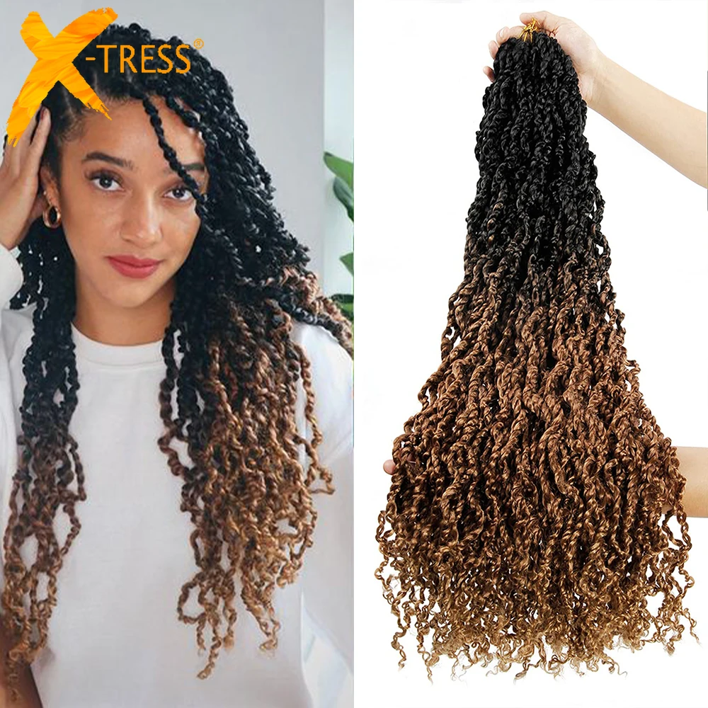 

Synthetic Curly Passion Twist Pre Looped Crochet Braiding Hair Extension Long Majesty Senegalese Twist For Black Women X-TRESS