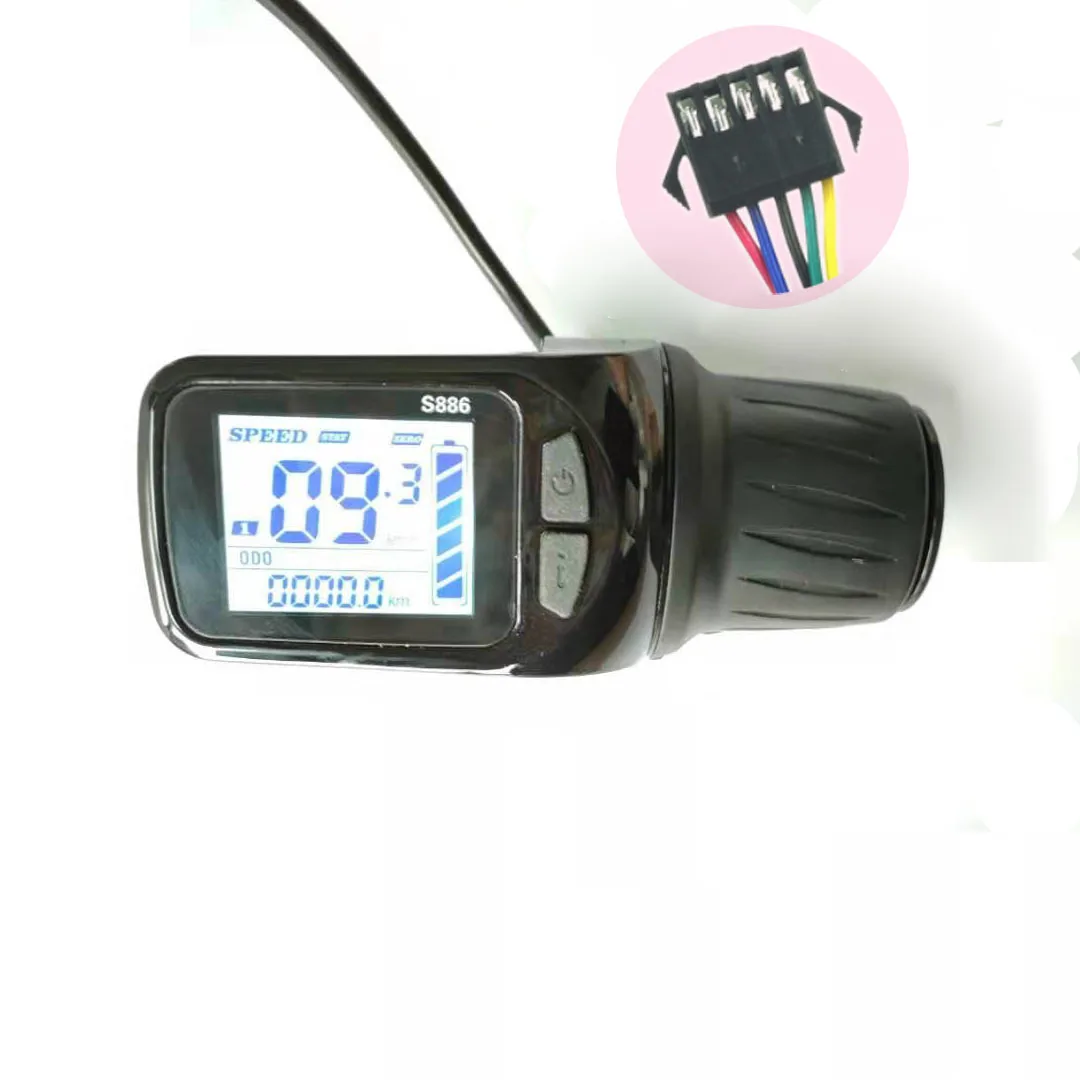 

E-bike LCD Display Panel Thumb Throttle handle handlebar Electric Bicycle Scooter SM plug 5Pin 6Pin Female S886 24V 36V 48V 60V