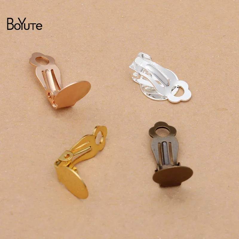 BoYuTe (100 шт./лот) металлический латунный без пирсинга зажим для ушей с 10 мм пустым