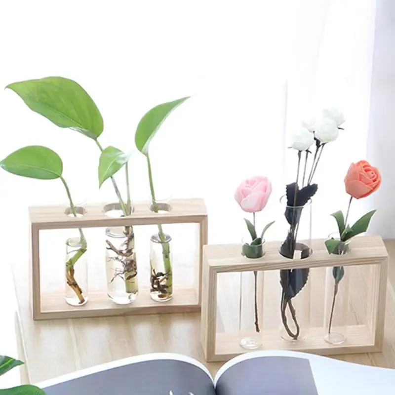 Деревянная рамка стеклянная ваза бонсай для террариума сухой цветочный горшок