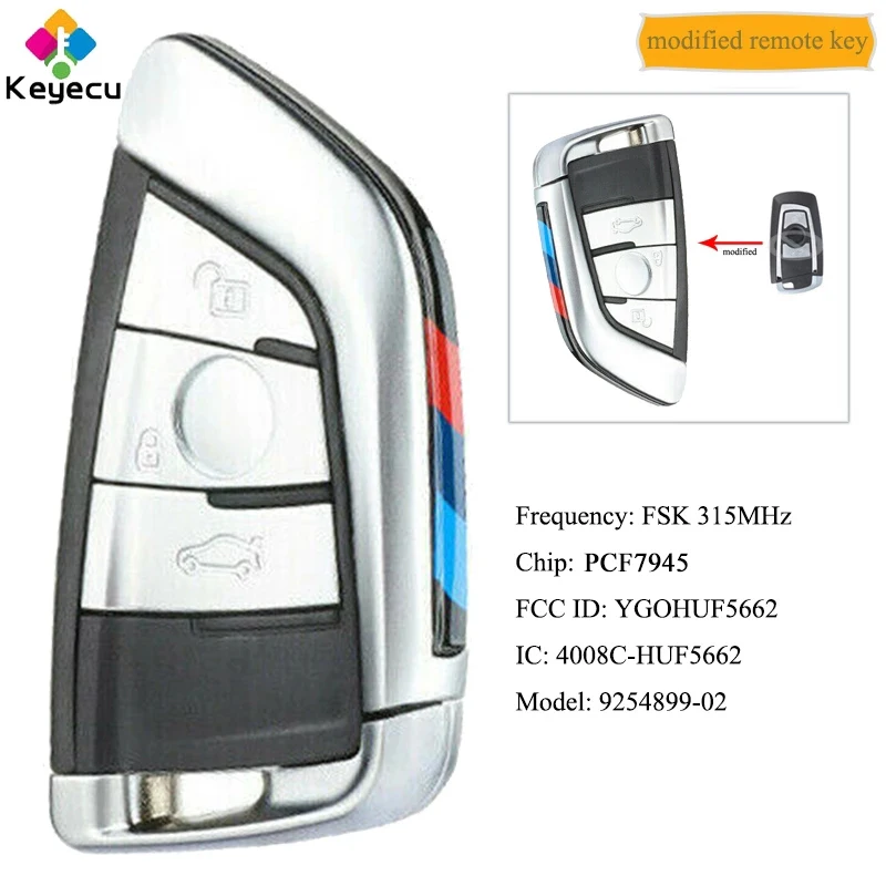 KEYECU модифицированный CAS4 + FEM умный дистанционный ключ с 3 Btn 315 MHz FOB для BMW X3 F25 X4 M2 F87 M3