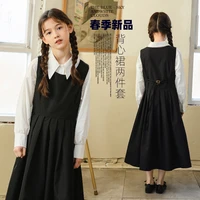 elegant chiffon spring summer girls clothing suits blouse vest dress kids teenager outwear two piece beach high quality